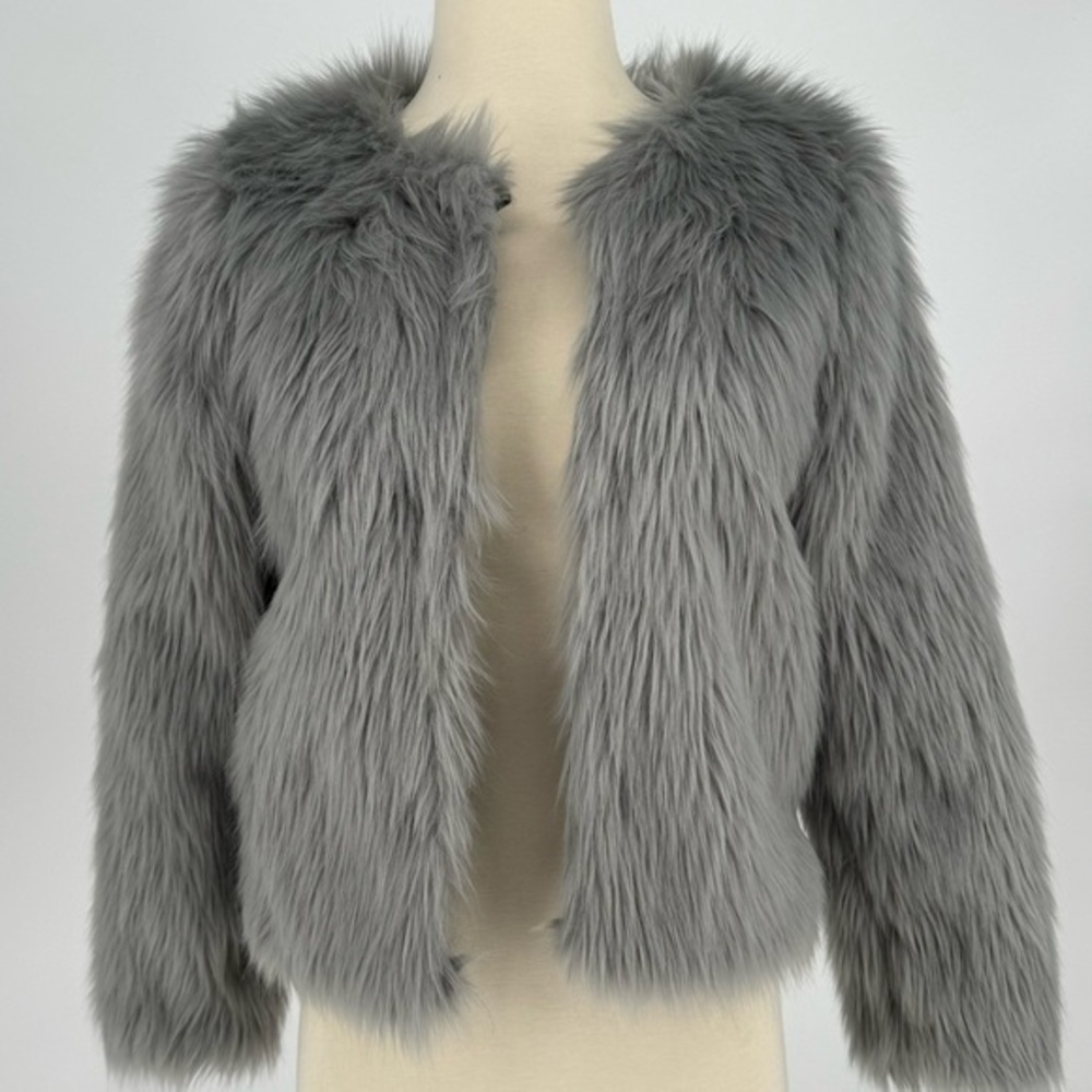 H&M gray faux fur  jacket